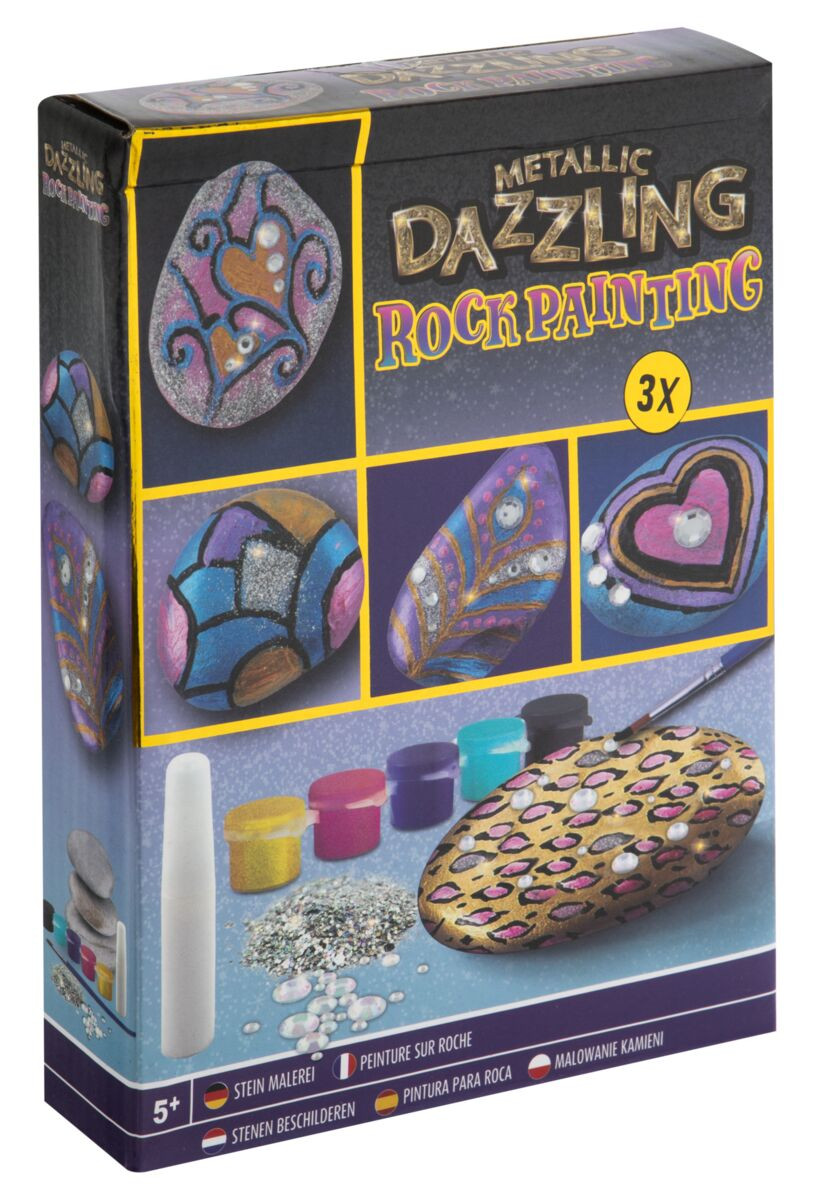 Creative set of painting stones metallic