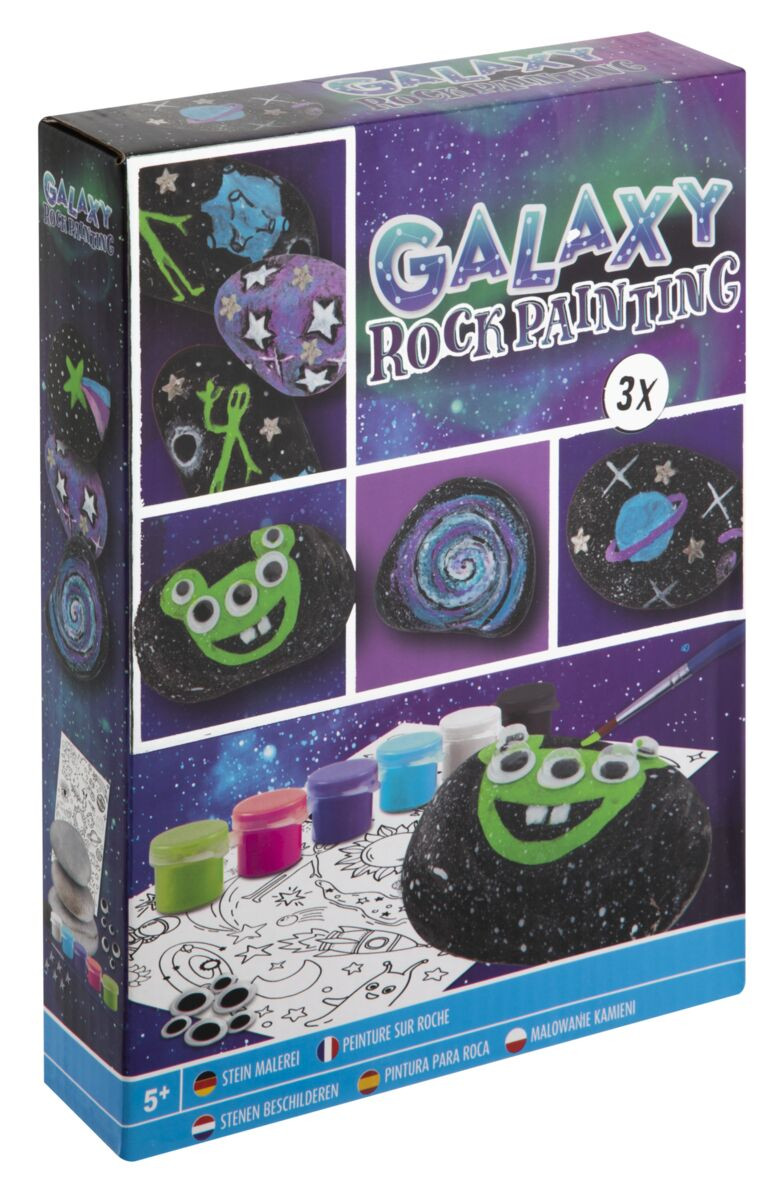 Creative set of painting stones galaxy