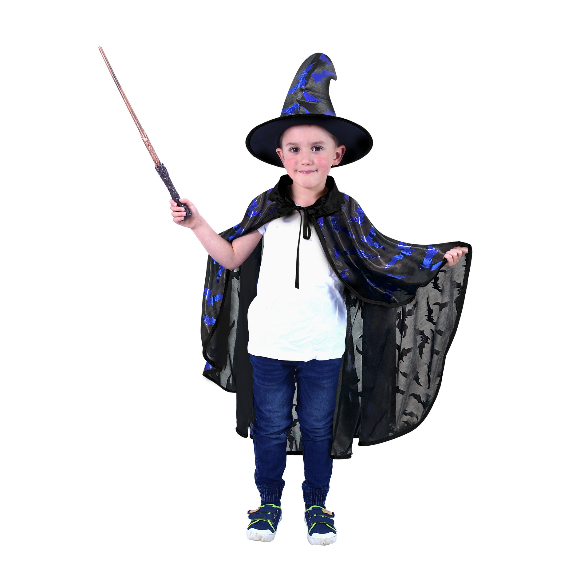 Children costume - black wizard cloak with hat