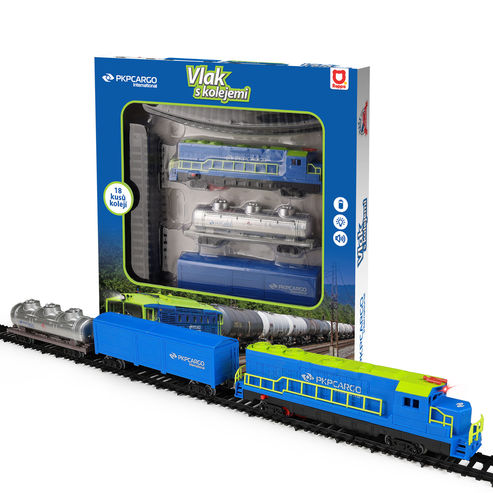 Freight train with wagons and tracks PKP