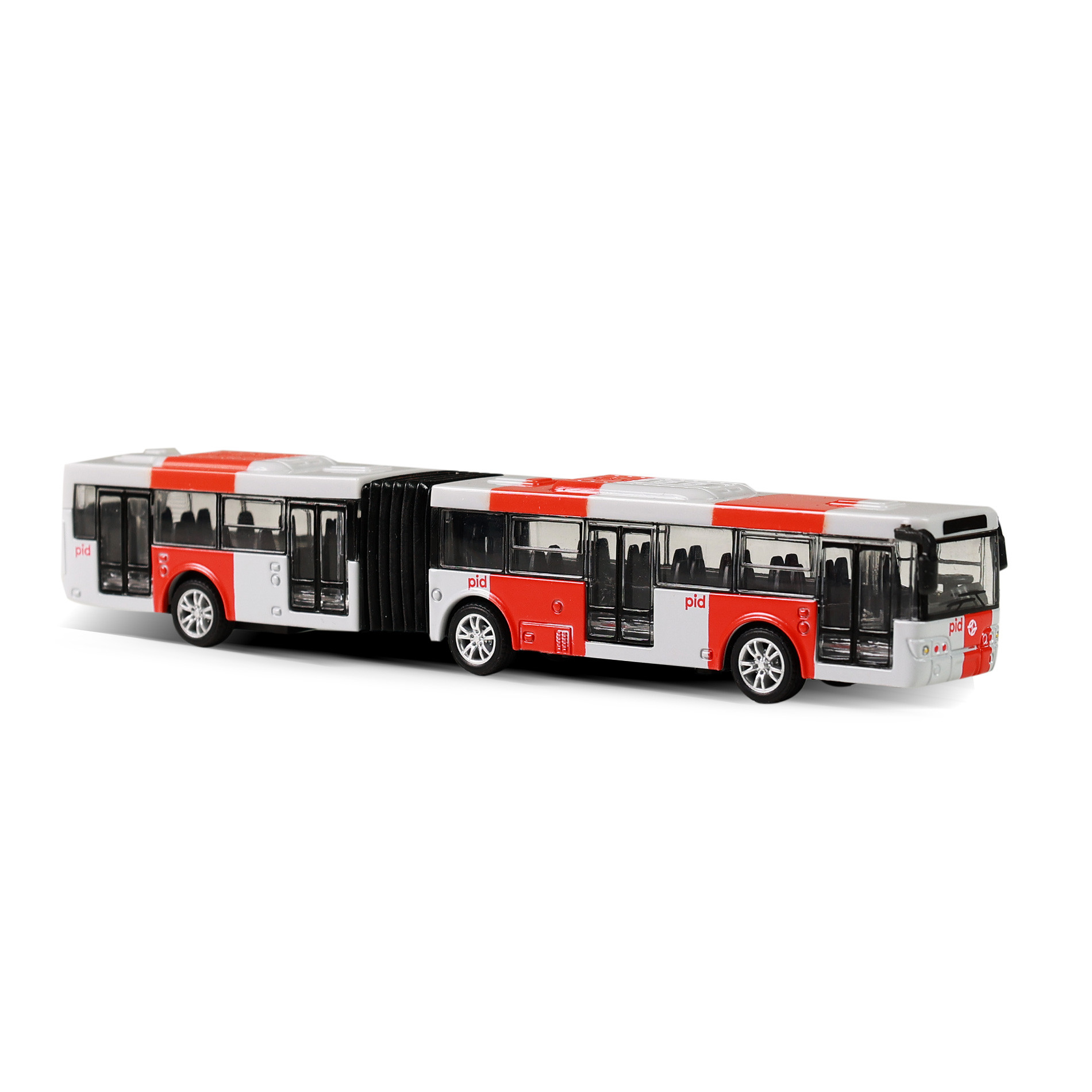 Kovový kloubový autobus PID Praha červený 18 cm