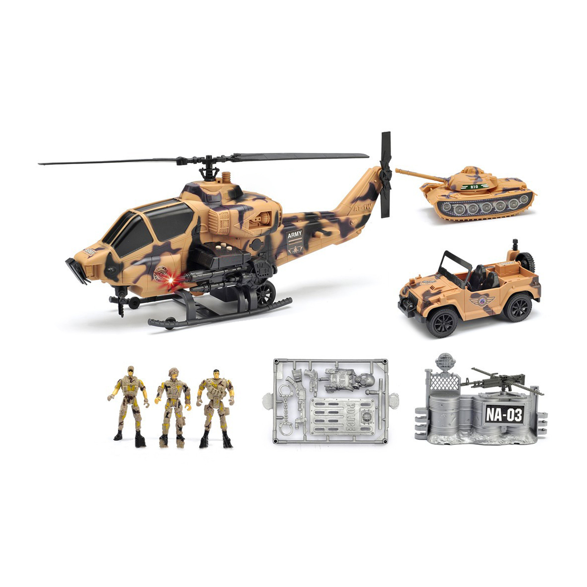 Military helicopter set with sound