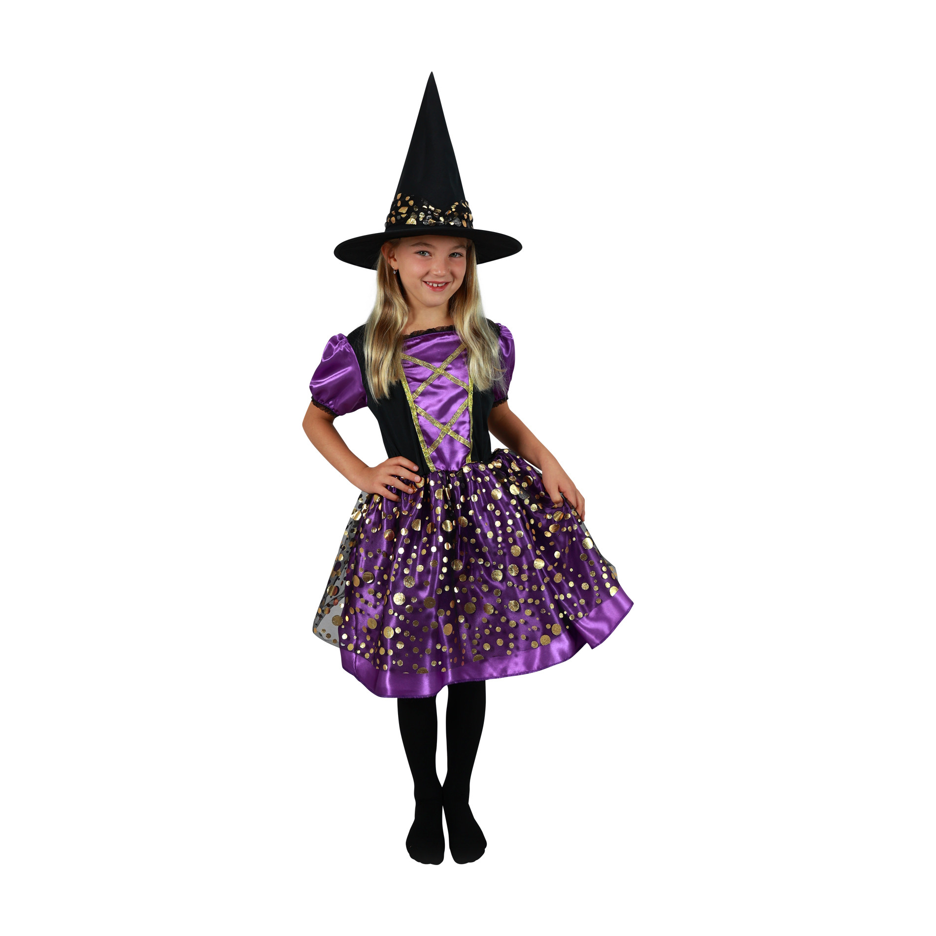 Children costume witch purple-gold (S)