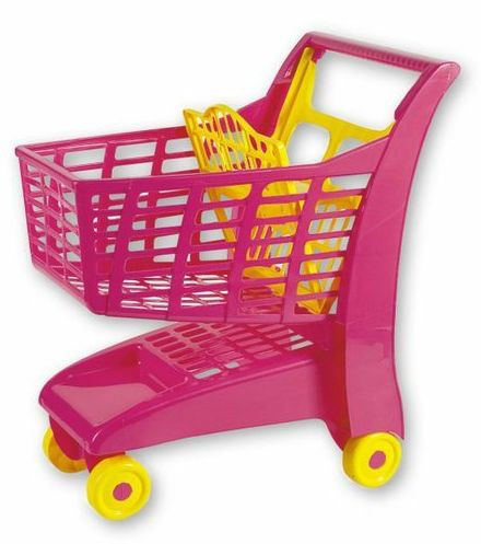 Shopping cart with pink seat