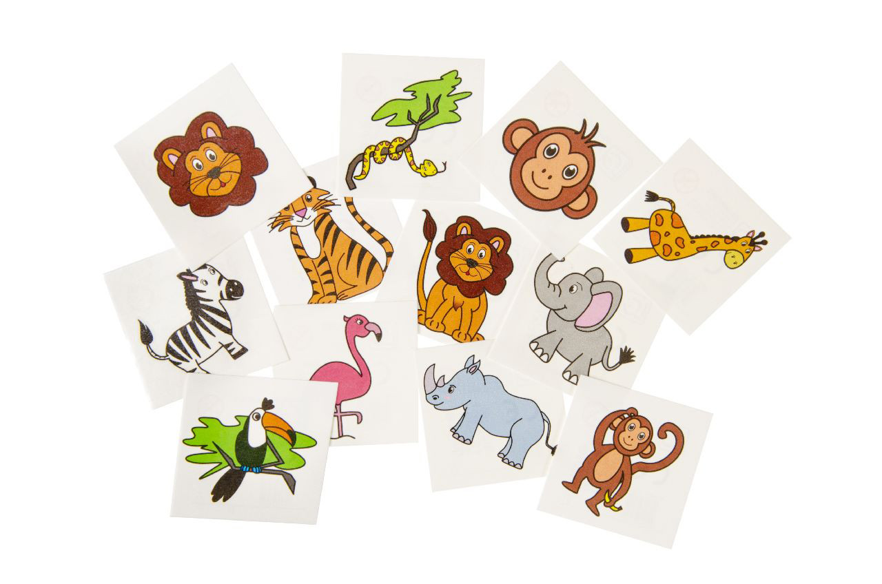 Tattoo Wild animals/safari 12 pieces