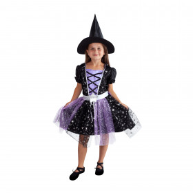 Witch costume black-purple (M) EKO